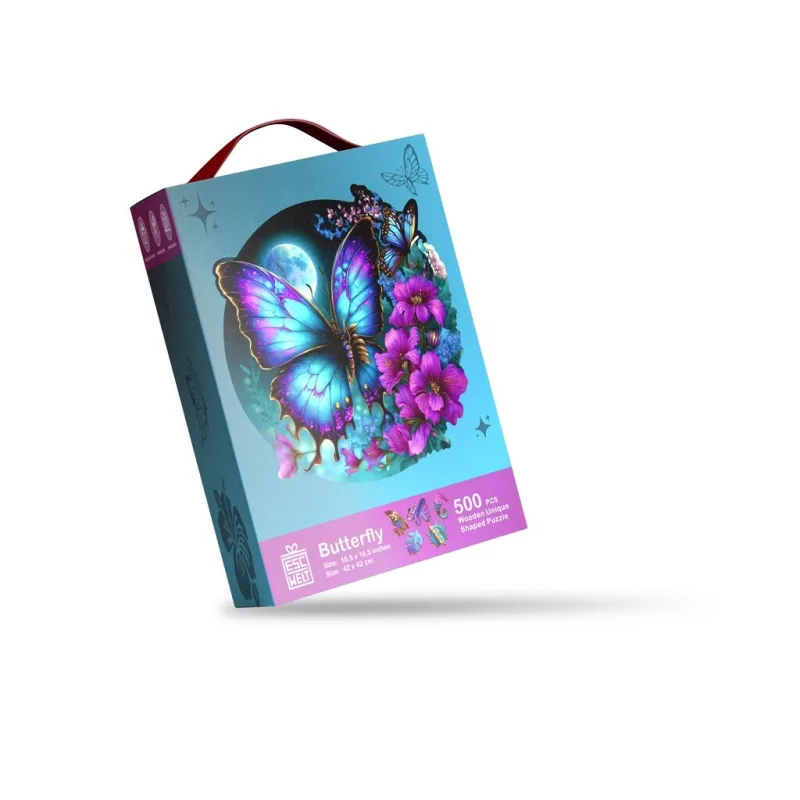 Drevené luminiscenčné puzzle Motýľ 500 dielikov