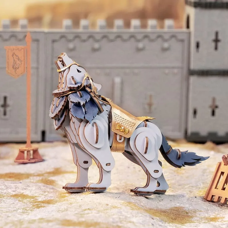 RoboTime 3D Drevené puzzle Vlk bojovník - Warrior Wolf