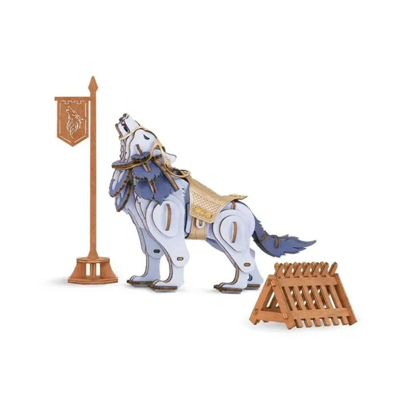 RoboTime 3D Drevené puzzle Vlk bojovník - Warrior Wolf