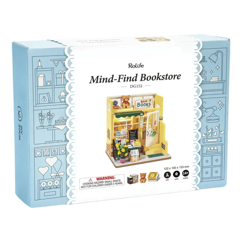 RoboTime Drevené 3D puzzle Miniatúra Medvedie kníhkupectvo