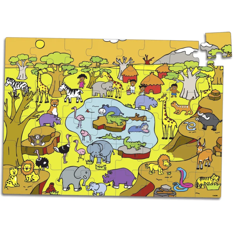 Vilac Drevené puzzle Savana 48 ks
