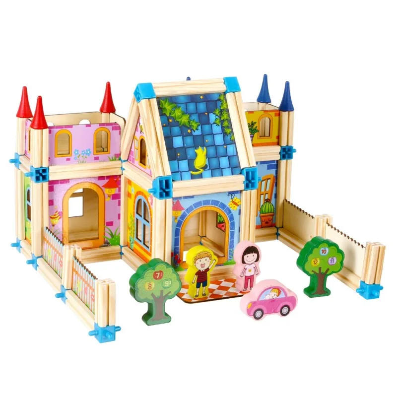 2Kids Toys Drevená stavebnica Zámok farebný