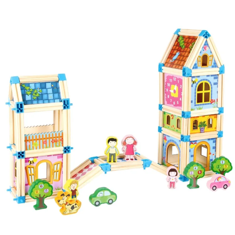 2Kids Toys Drevená stavebnica Zámok farebný