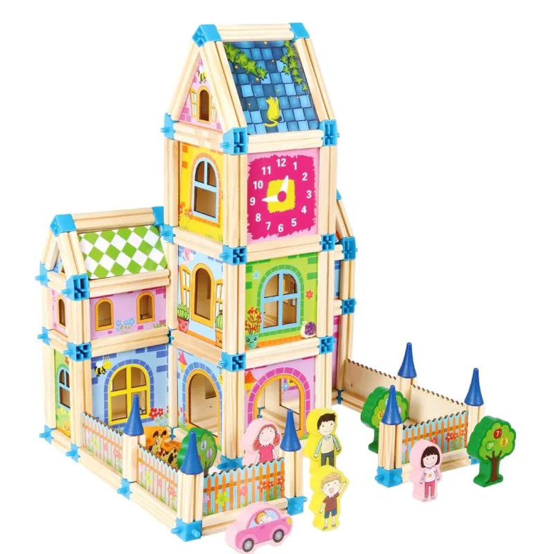 2Kids Toys Drevená stavebnica Zámok farebný