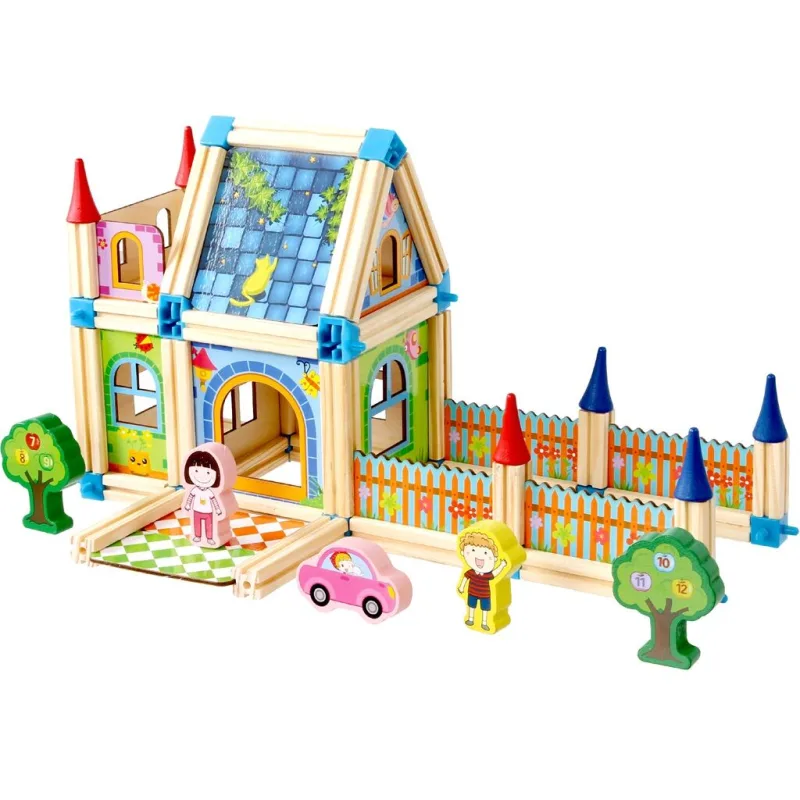 2Kids Toys Drevená stavebnica Zámok farebný