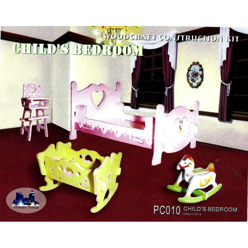 Woodcraft Drevené 3D puzzle Detská izba farebná PC010
