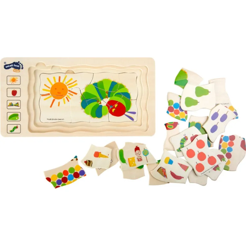 Drevené vkladacie puzzle Hladná húsenica