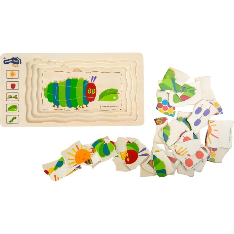 Drevené vkladacie puzzle Hladná húsenica