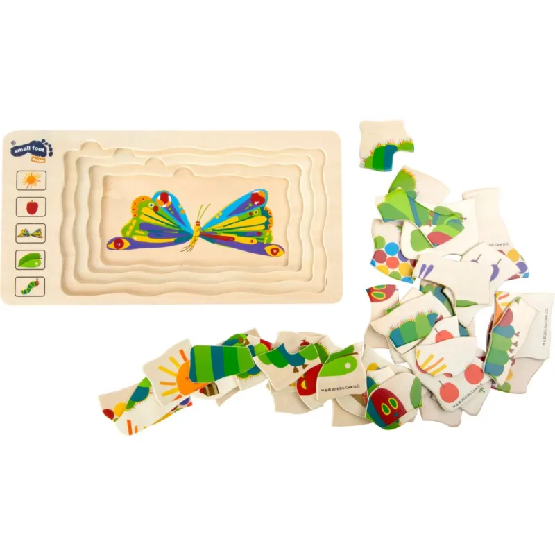 Drevené vkladacie puzzle Hladná húsenica