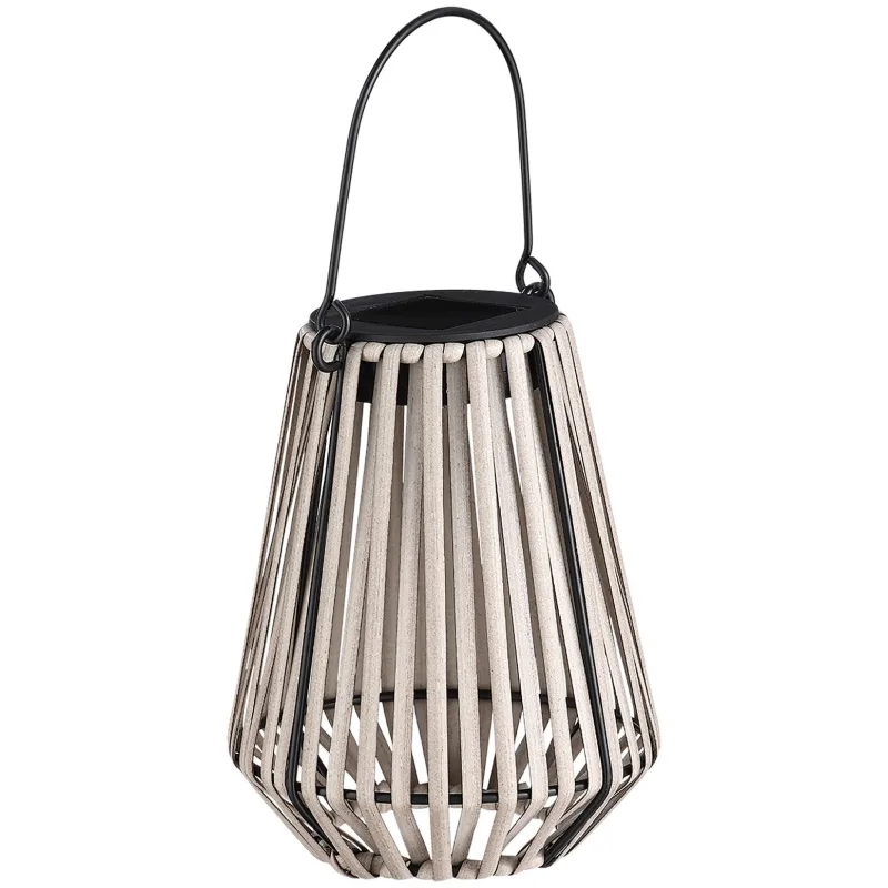 Solárna LED závesná lampa – ratanový dizajn, 12x12x24 cm