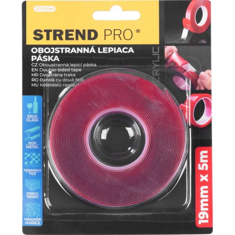Obojstranná lepiaca páska 19 mm x 5 m, akrylová, montážna