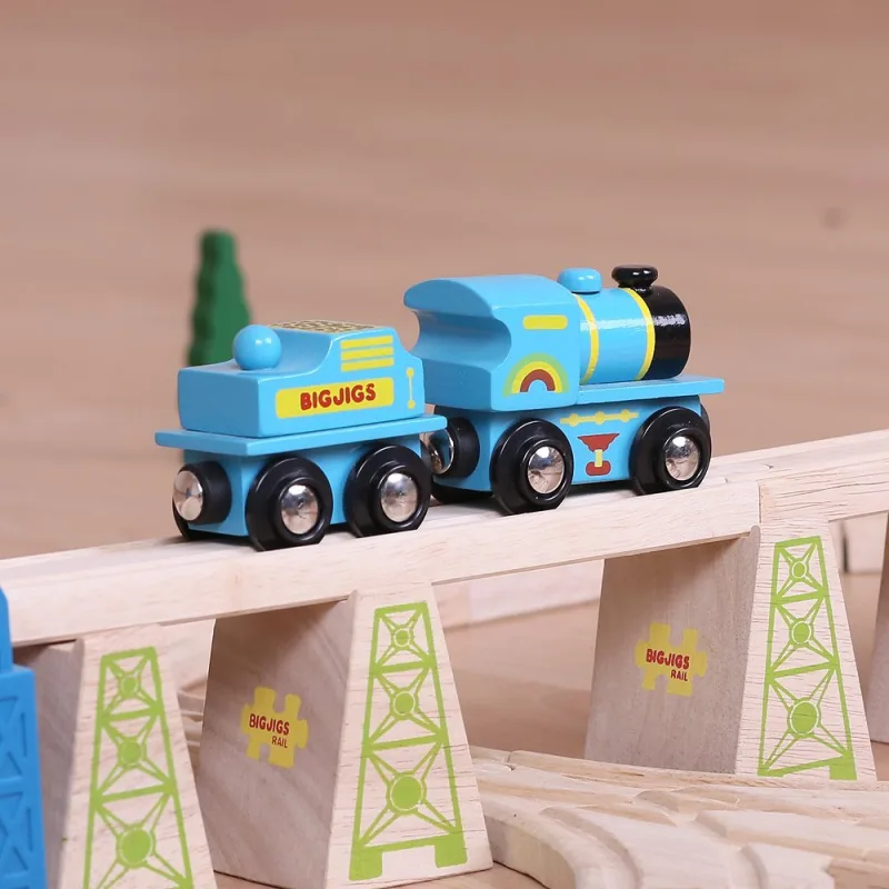 Bigjigs Rail Drevené vláčiky - Modrá mašinka s tendrom