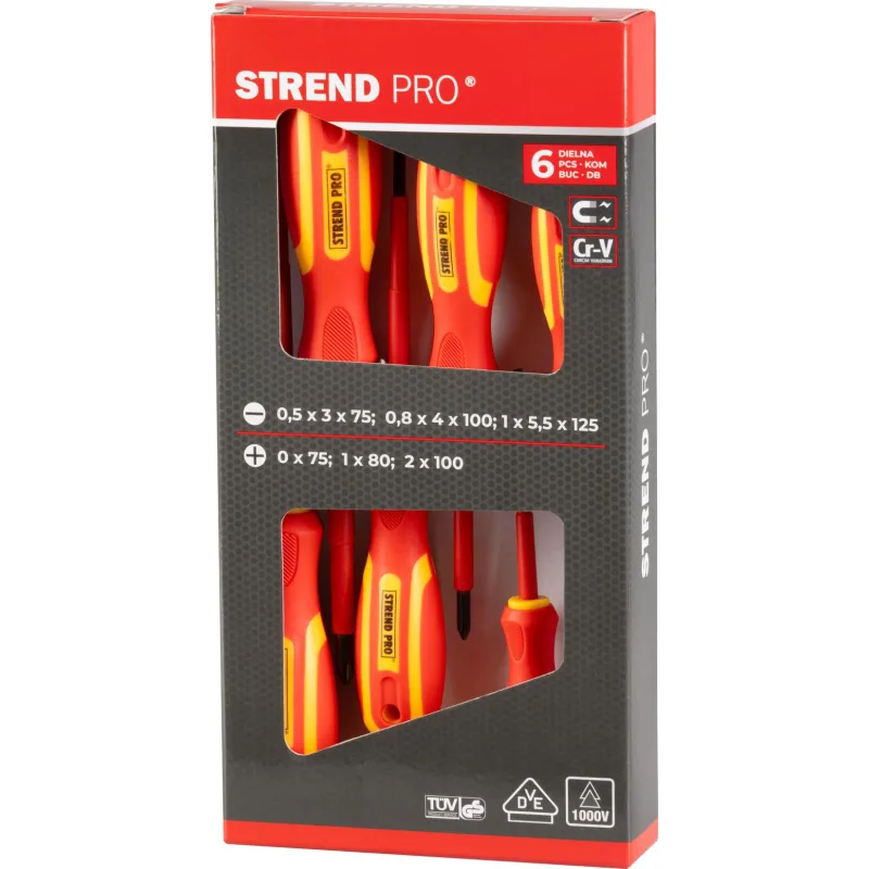 Sada skrutkovačov Strend Pro SD0118, VDE 6-dielna, elektrikárska, 1000V