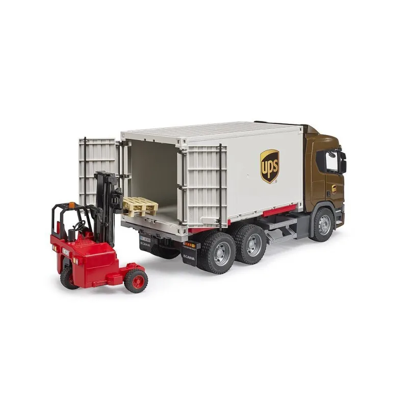 Bruder 3582 Logistické vozidlo Scania UPS s vysokozdvižným vozíkom
