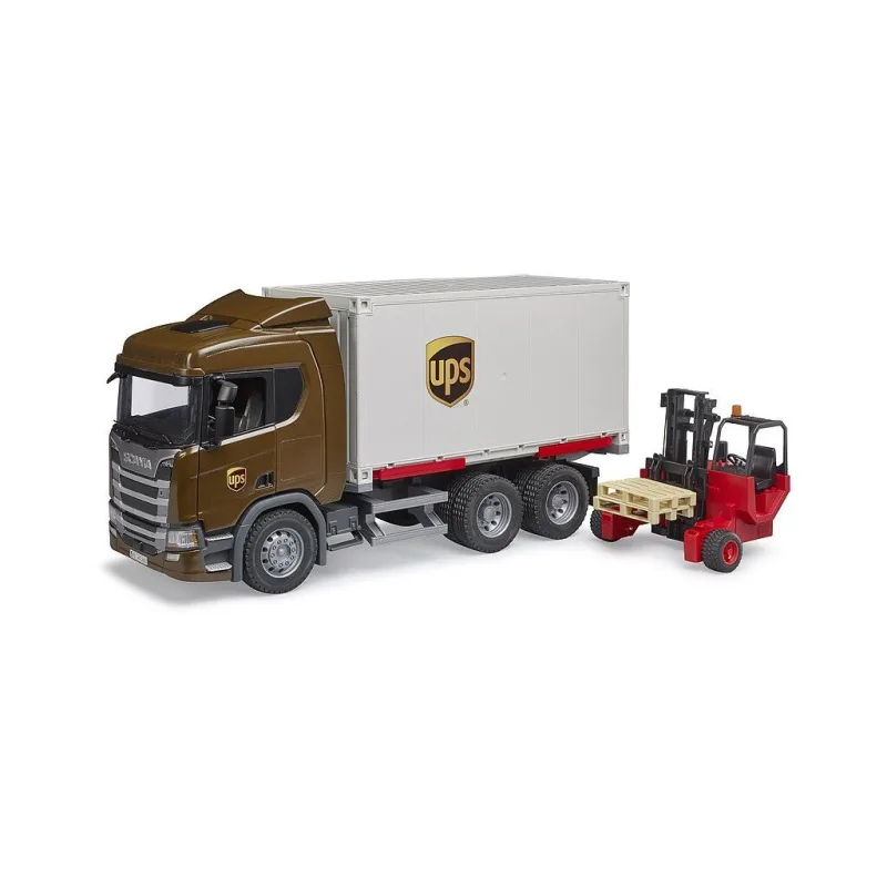 Bruder 3582 Logistické vozidlo Scania UPS s vysokozdvižným vozíkom