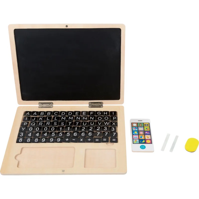 Drevený laptop s magnetickou obrazovkou