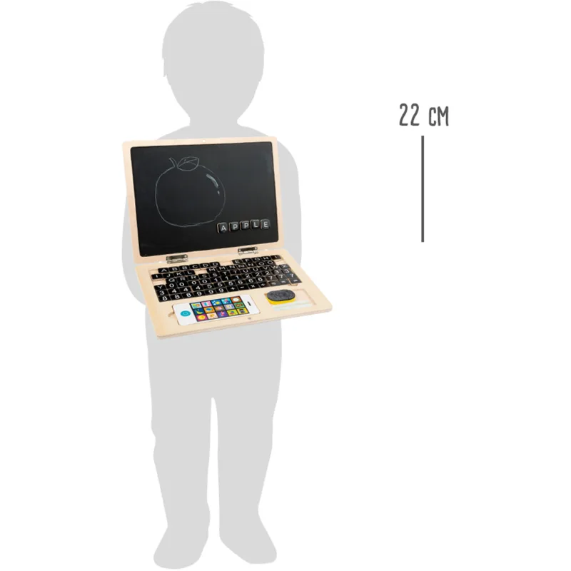 Drevený laptop s magnetickou obrazovkou