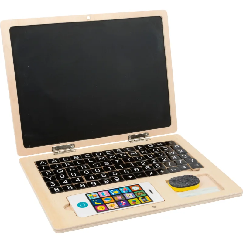 Drevený laptop s magnetickou obrazovkou