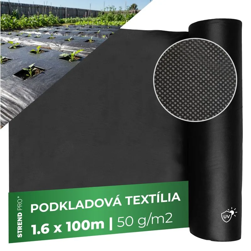 Netkaná textília Garden B4407, 1,6x100 m, čierna, 50 g/m²