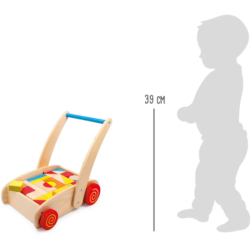 Chodítko drevené kocky vo vozíku