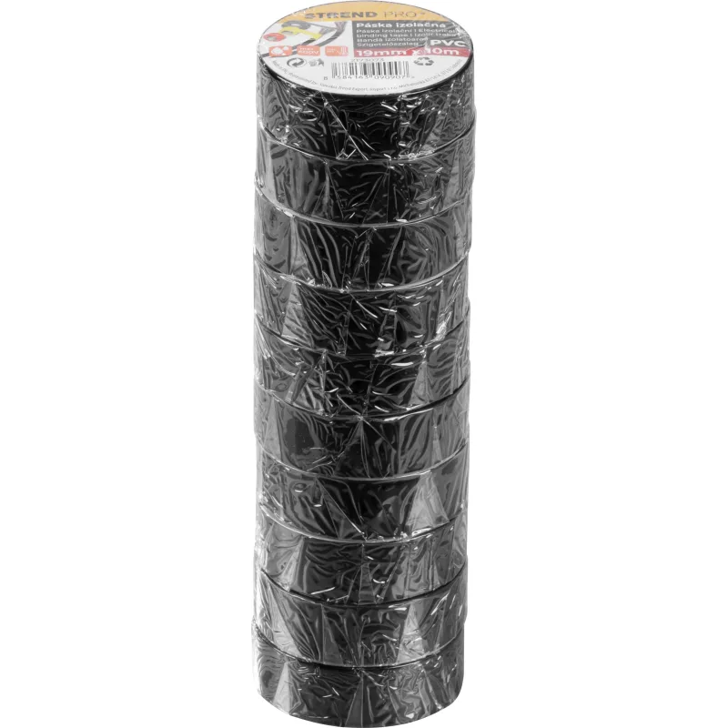 Izolačná páska 19 mm x 10 m, čierna, PVC, balenie 10 ks