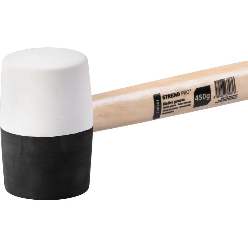 Gumené kladivo BlackWhite, 450 g, drevená rúčka, 300 mm