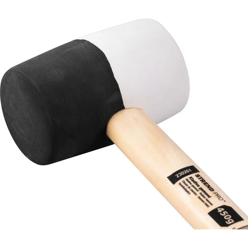 Gumené kladivo BlackWhite, 450 g, drevená rúčka, 300 mm
