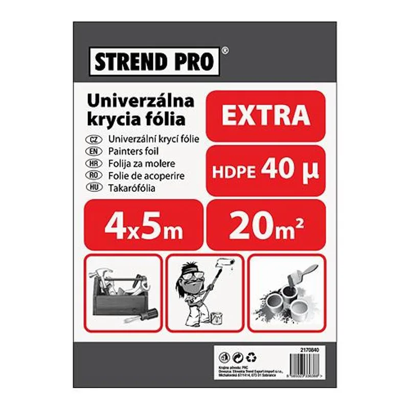 Fólia maliarska Extra 4x5 m, zakrývacia, 40 µ