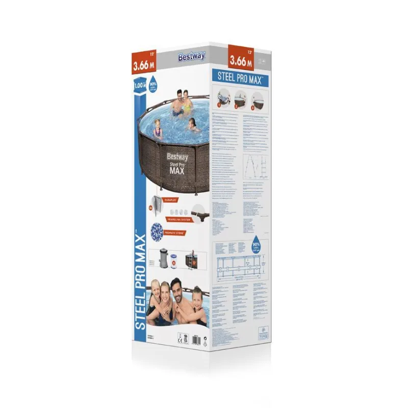 Bestway 56709 Steel Pro MAX Deluxe 366x100 cm, bazén ratanový vzor