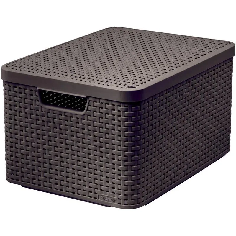Košík s vekom Curver STYLE2 LID L, tmavohnedý, 45x25x33 cm