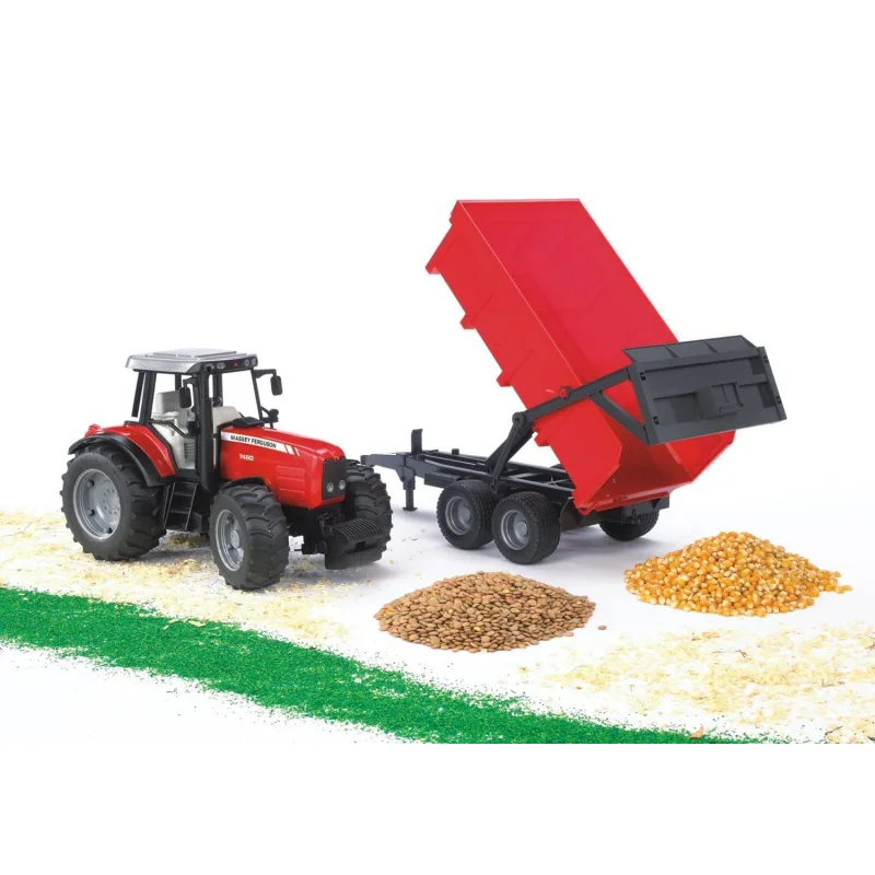 Bruder 2045 Traktor MASSEY FERUSON + vlečka červená