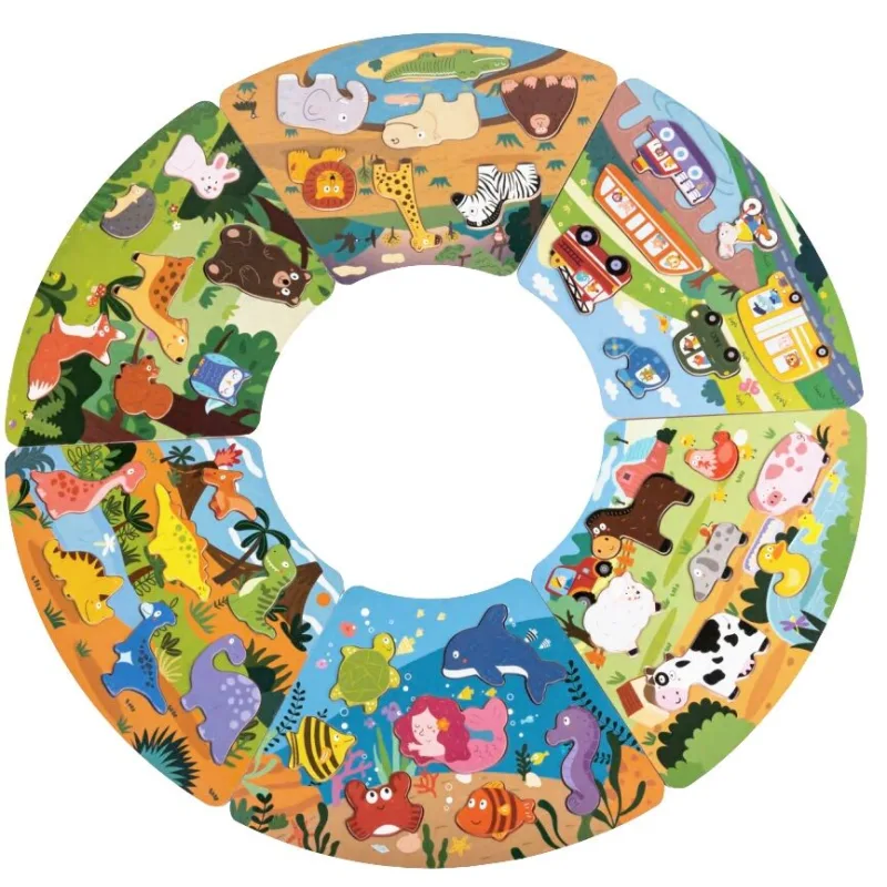 2Kids Toys Drevené puzzle Kruh prepojiteľné 6 v 1