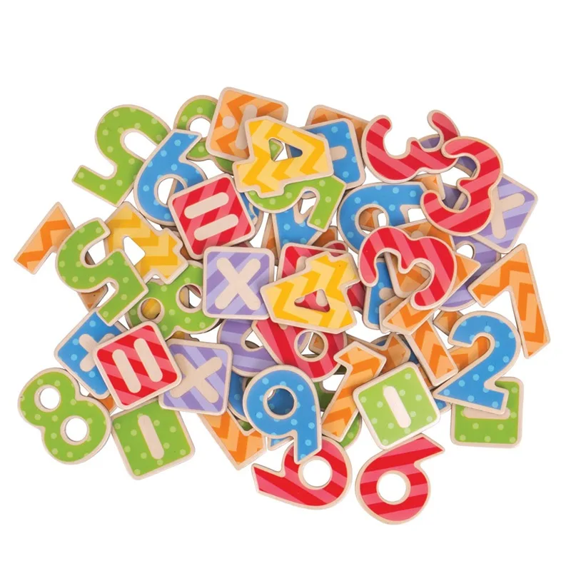 Bigjigs Toys Drevené magnetky Farebné číslice 56 ks