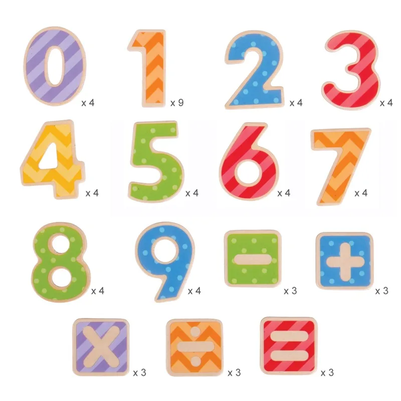 Bigjigs Toys Drevené magnetky Farebné číslice 56 ks