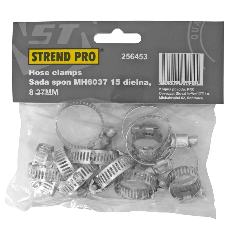 Sada upínacích spon Strend Pro HC515, 15 ks, 8-27 mm