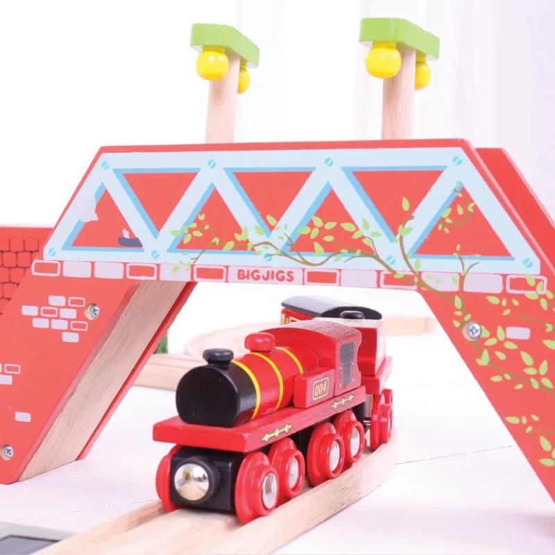 Bigjigs Rail Drevené vláčiky - Červená lokomotíva s tendrom