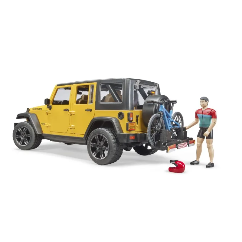 Bruder 2543 Jeep Wrangler Rubicon s bicyklom a cyklistom