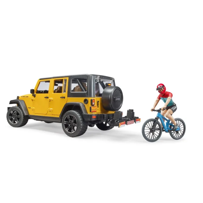 Bruder 2543 Jeep Wrangler Rubicon s bicyklom a cyklistom