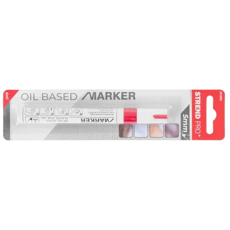 Značkovač Strend Pro Permanent ALU, červený, kovový, 5 mm