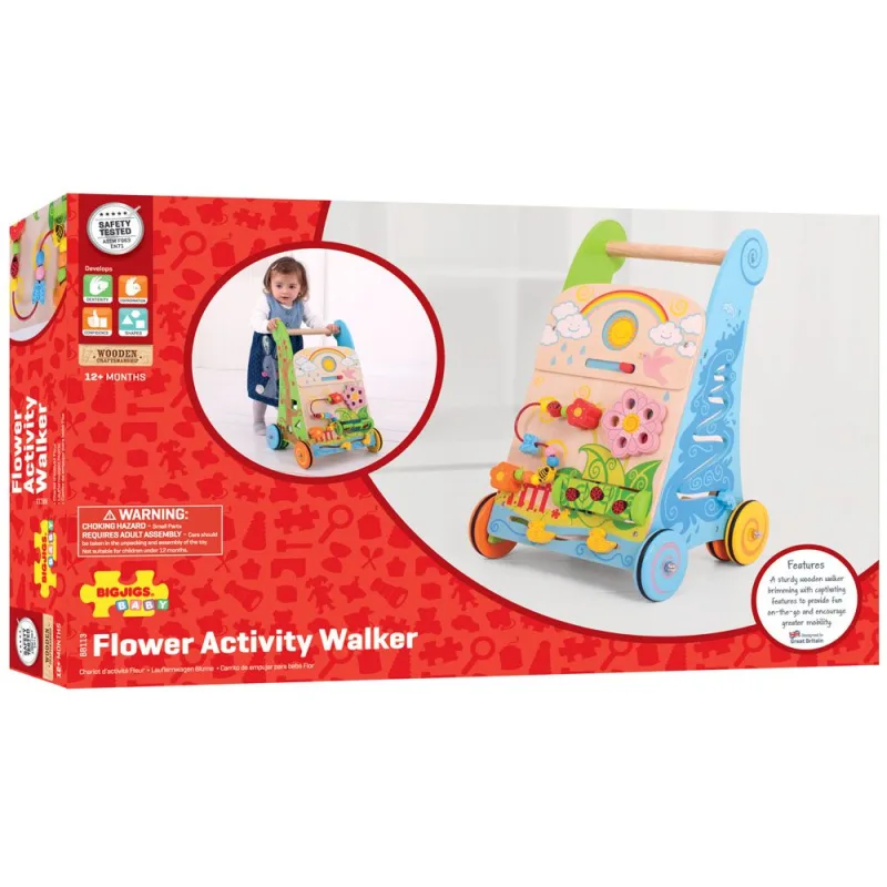 Bigjigs Toys Drevené aktívne chodítko Záhrada