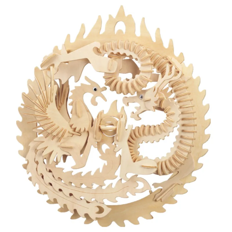Woodcraft Drevené 3D puzzle Fénix a drak M035