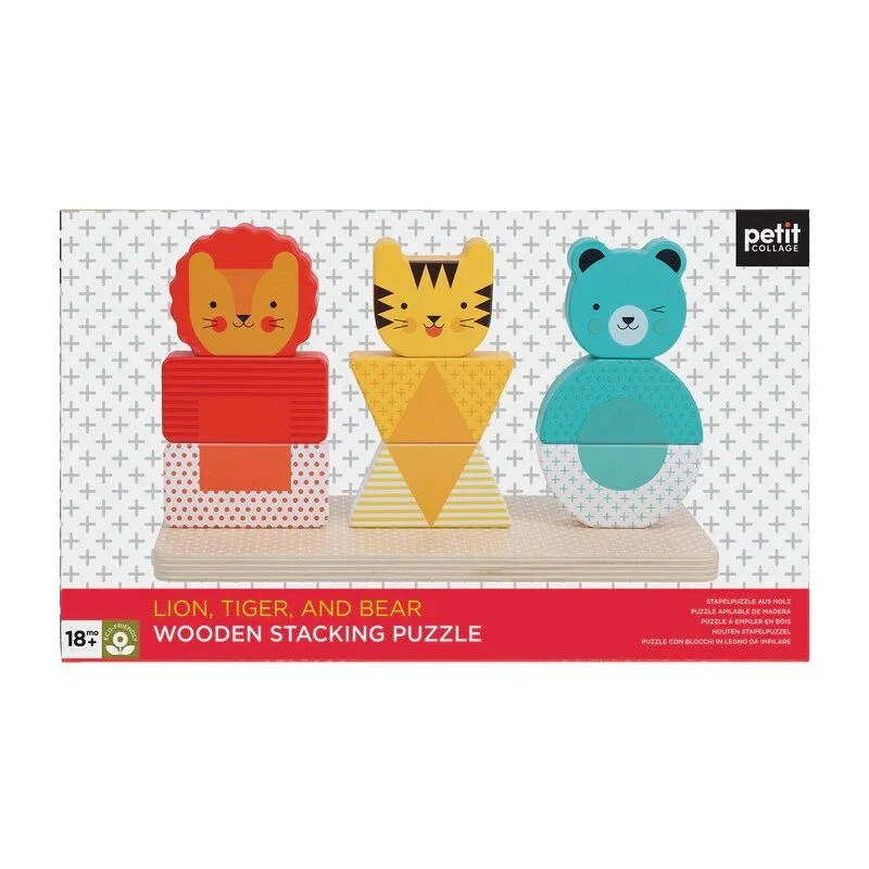 Drevené skladacie puzzle lev, tiger a medveď