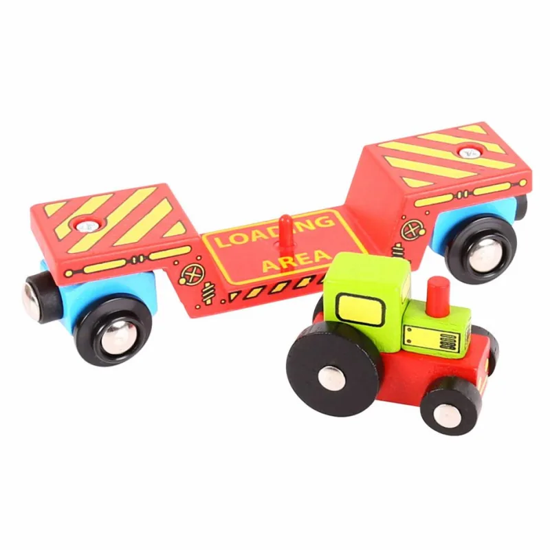 Bigjigs Rail Drevené vláčiky - Vagón s traktorom