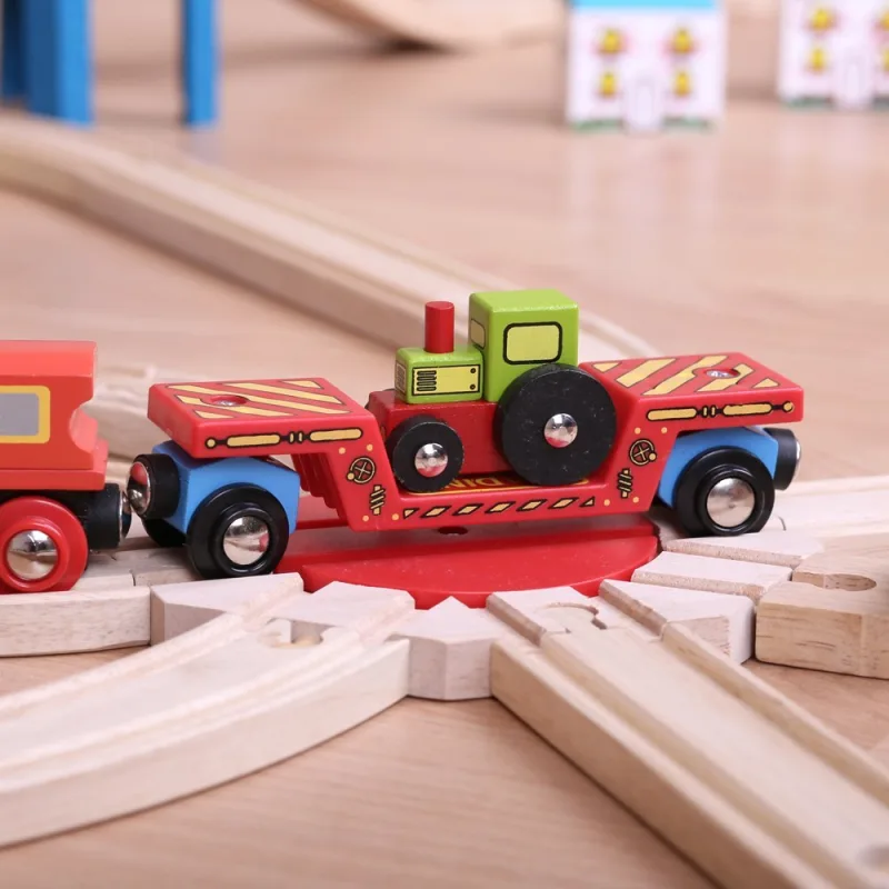 Bigjigs Rail Drevené vláčiky - Vagón s traktorom