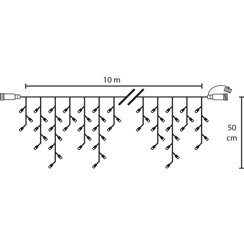 Vianočné osvetlenie reťaz Icicle, 400 LED, teplá biela, 10 m, MULTI CONNECT