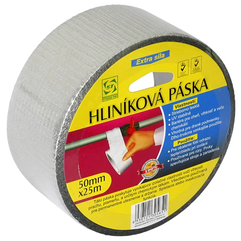Hliníková páska KL-RAT, 50 mm x 25 m, zosilnená, 0,24 mm