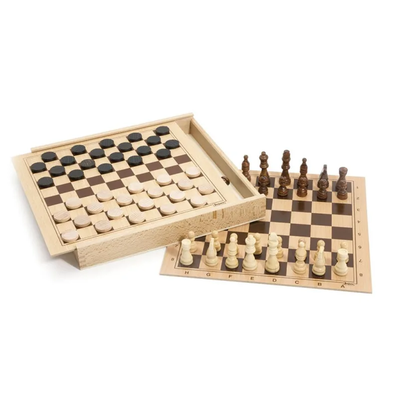 Šach a dáma v drevenom boxe