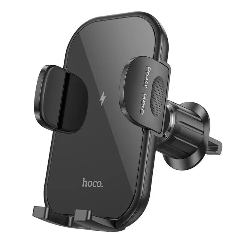 Držiak na mobil do auta Hoco s bezdrôtovým nabíjaním 15W Farba: Čierna