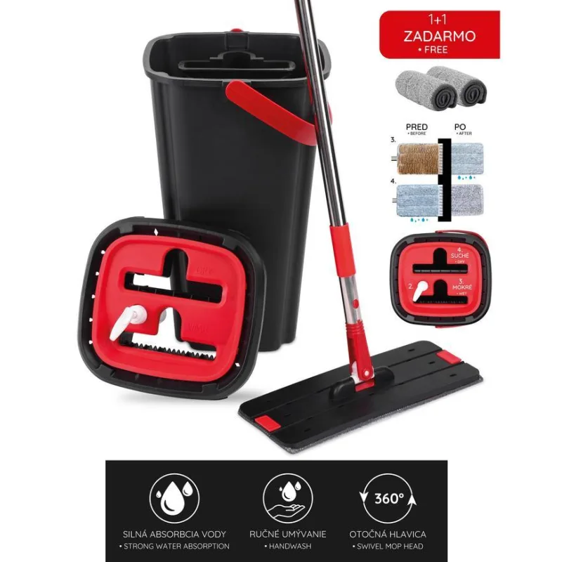Súprava upratovacia QuickShine MagicHome, plochý mop + vedro 8 l