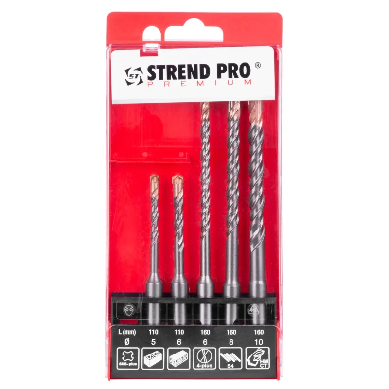 Sada vrtákov do betónu Strend Pro Premium SD051 – 5 dielna, SDS+